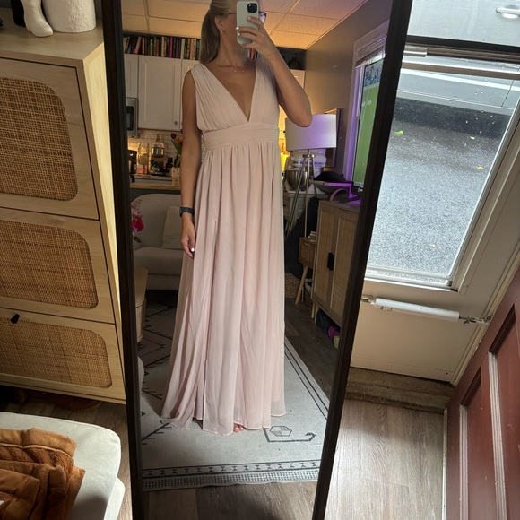 Lulu's | Size S | Blush Pink Maxi Dress with Slit - Picture 6 of 9